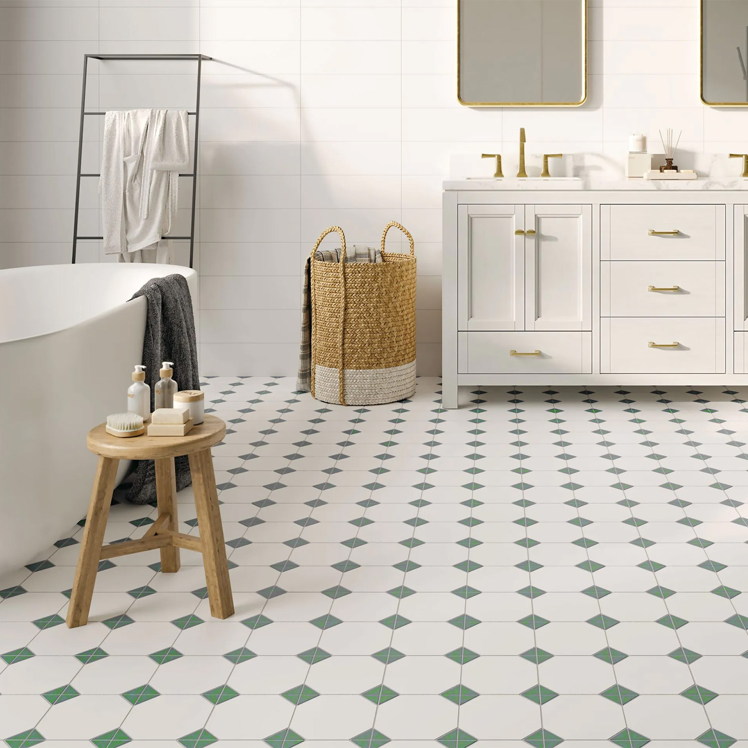 vloertegel / wandtegel canterburry groen 33x33 4 in 1 tegel r9