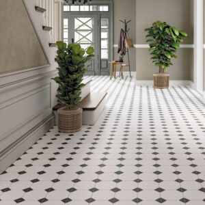 vloertegel / wandtegel canterburry zwart 33x33 4 in 1 tegel r9