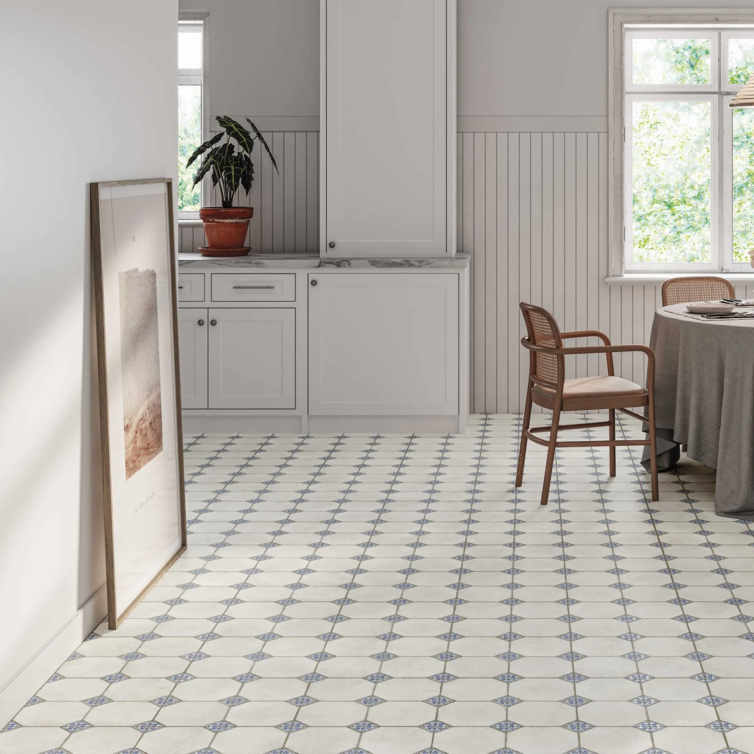 vloertegel / wandtegel leeds blauw 33x33 4 in 1 tegel r9