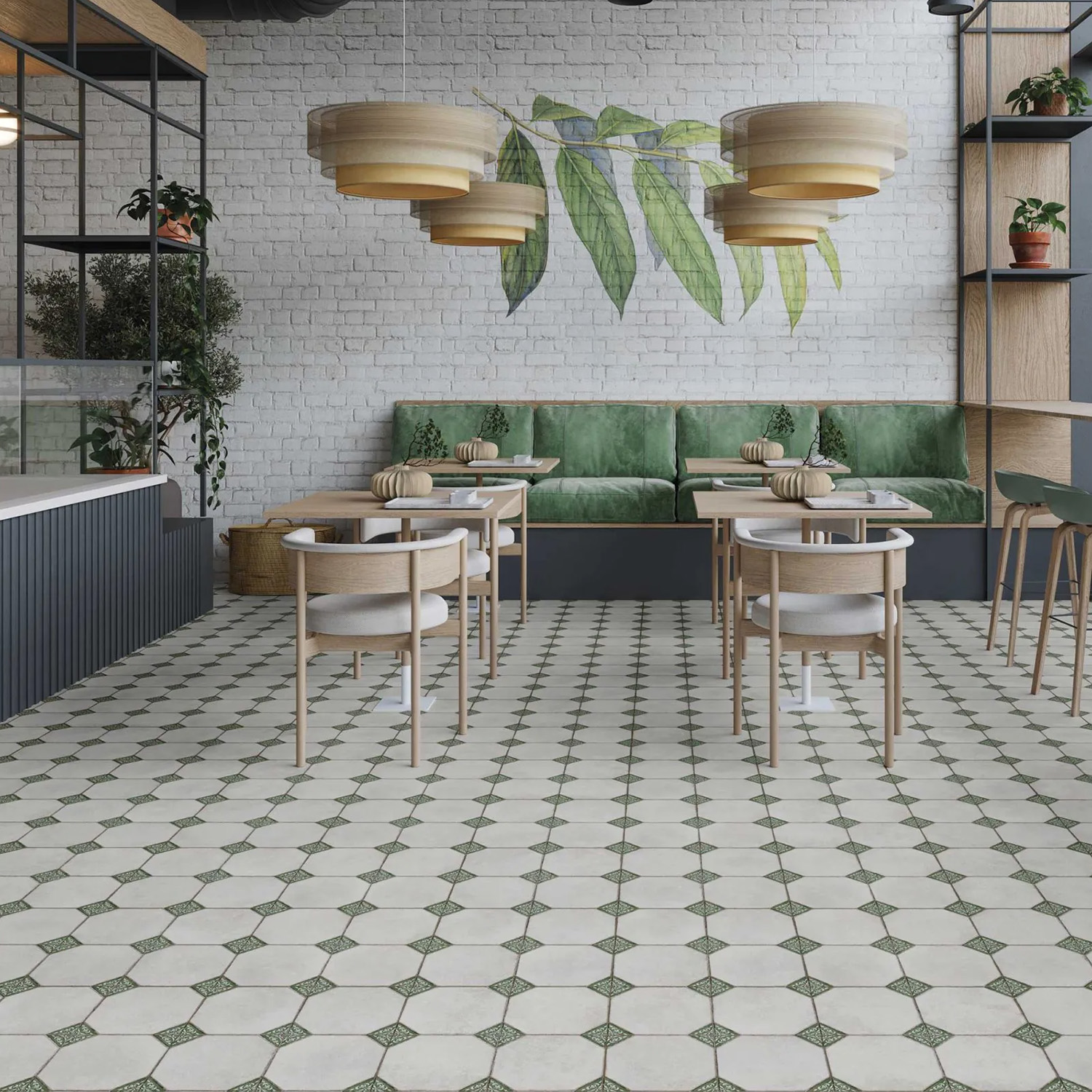 vloertegel / wandtegel leeds groen 33x33 4 in 1 tegel r9