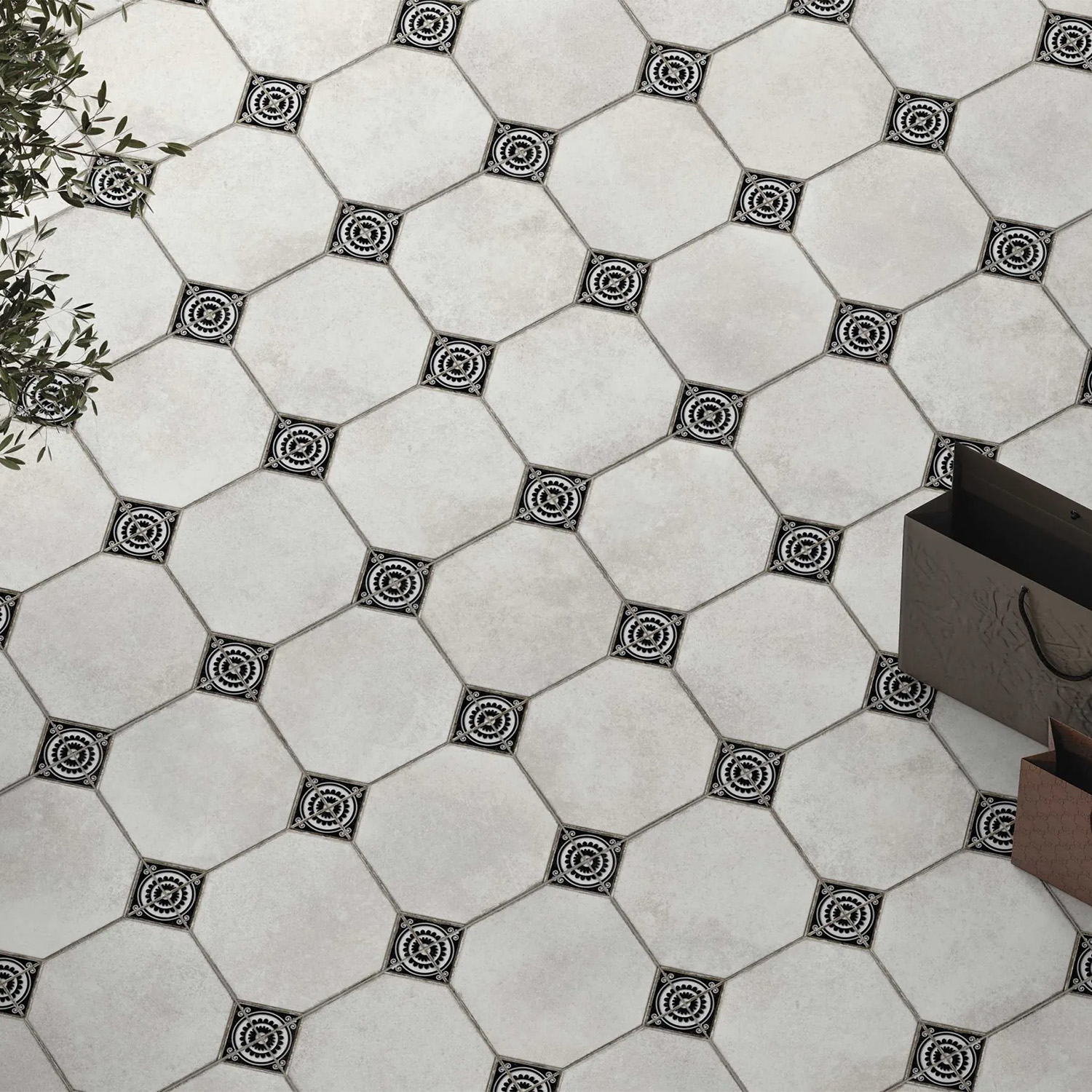 vloertegel / wandtegel leeds zwart 33x33 4 in 1 tegel r9