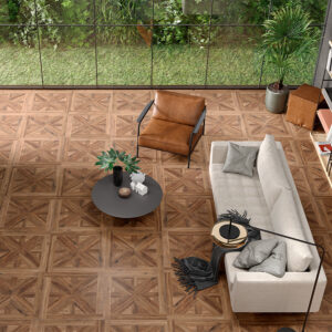 vloertegel wandtegel volte marquetry nogal 75x75 gerectificeerd