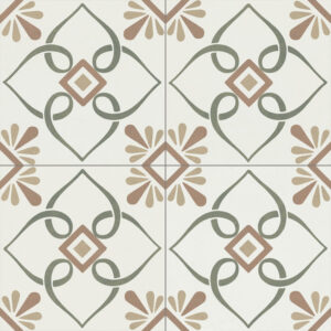 Vloertegel – wandtegel vintage Lovenza flower groen 22.3×22.3 R10