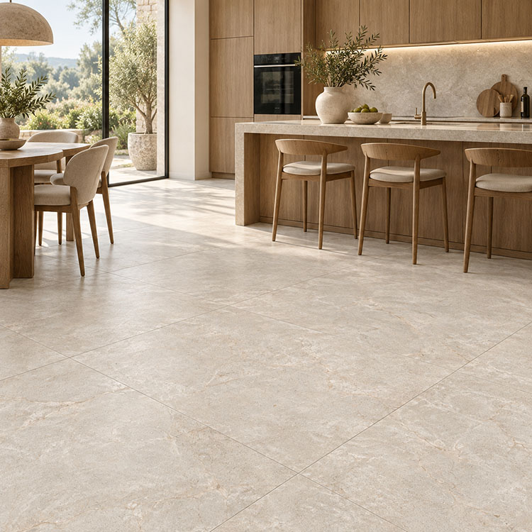 vloertegel wandtegel adacia beige cream natuursteenlook marmer limestone 120x120 gerectificeerd r10 tegelknaller