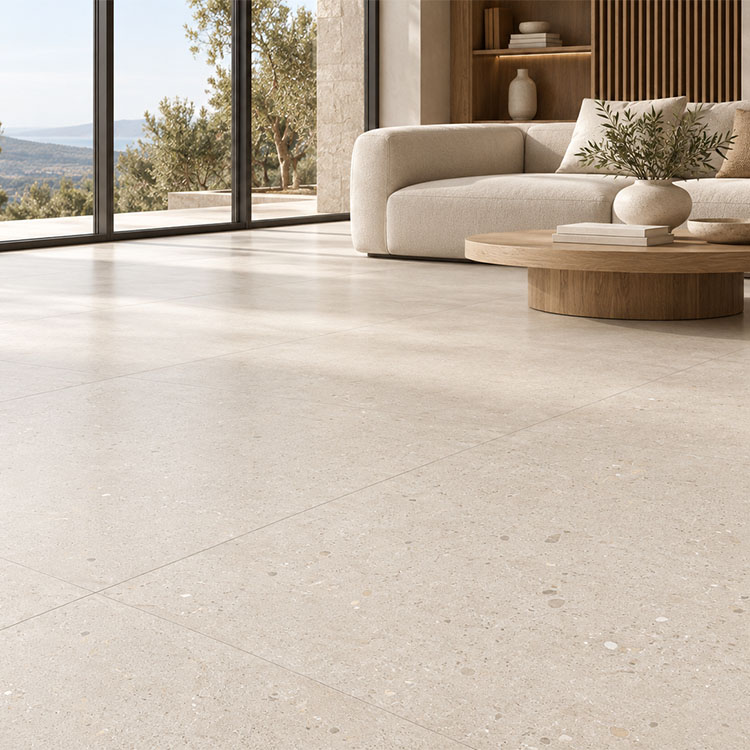 vloertegel wandtegel cadora marfil 120x120 cm – beige steenlook gerectificeerd r10 tegelknaller