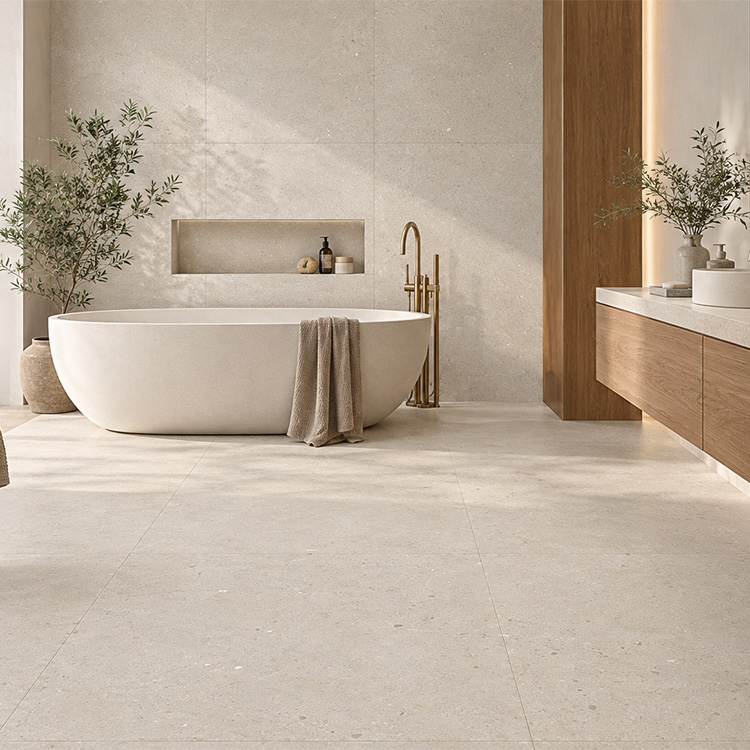 vloertegel wandtegel cadora marfil 120x120 cm – beige steenlook gerectificeerd r10 tegelknaller
